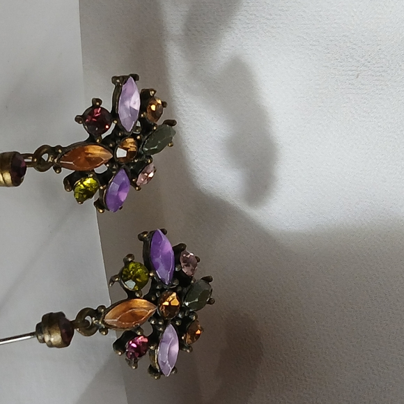 Vintage Multicolored Stone Dangle Earrings - Picture 4 of 4